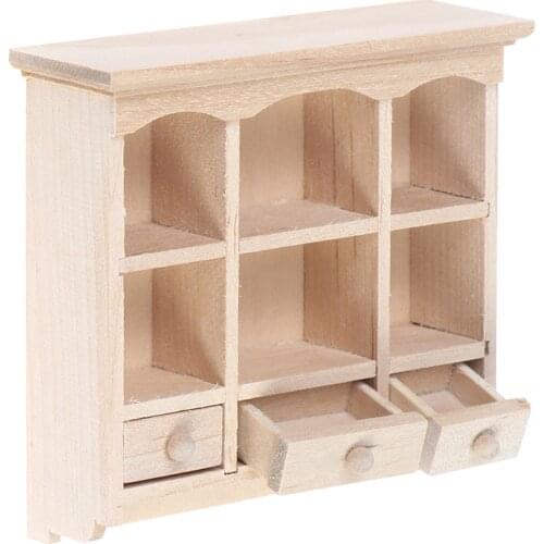 1 Pc 1/12 Scale Wood Miniature Closet Hanging Cabinet Shelf Model Dollhouse Furniture Decor