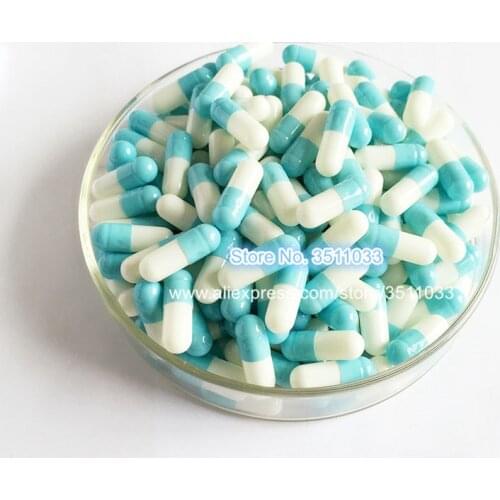 1000pcs/lot Size 3# Empty Blue Top White Body Capsule Shells Top Quality Gelatin Medicinal Powder Package,Edible Mask Container