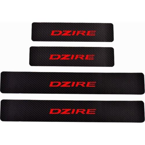 4PCs Carbon Fiber Pu leather Door Threshold Guard For Suzuki Dzire Car Door Sill Scuff Plate Protector Car Accessories