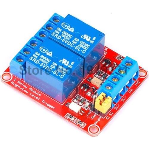 5V 2 Channel Relay Module High and Low Level Trigger with Optocoupler Relay Output 2 way Relay Module for Arduino