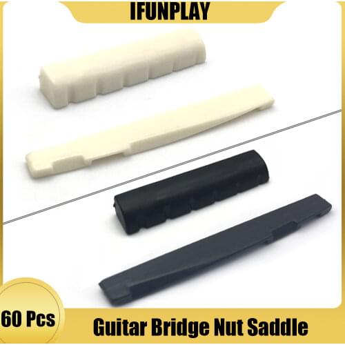 60Pcs High Quality Plastic Acoustic Guitar Bridge Pickup Piezo String Bridge Nut and Saddle 6 String Acoustic Guitarra Accessory