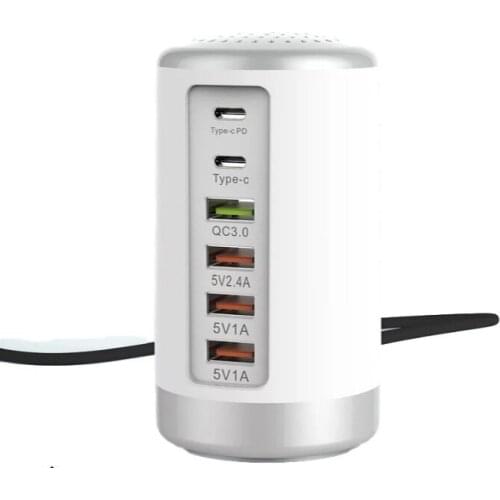 LAMJAD 6 Ports USB Car Charger QC3.0 Fast Charging Phone Charger 65W 2.1A Multi USB Socket for iPhone Android Samsung