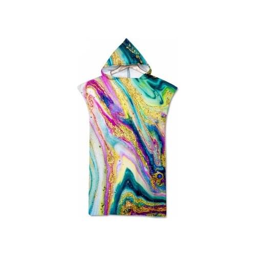 New Printed Bath Beach Hooded Towel Microfiber Robe Towel Poncho for Swimming Beach Surf unisex Bathrobe Beachwear