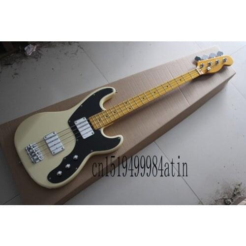 Free shipping Hot Selling Guitar Maple Fingerboard F Bass Beige 4 Strings Electric Guitar