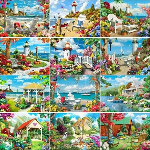 Evershine Diamond Painting Seaside Full Square Round Diamond Embroidery Landscape Picture Of Rhinestones Home Decoration