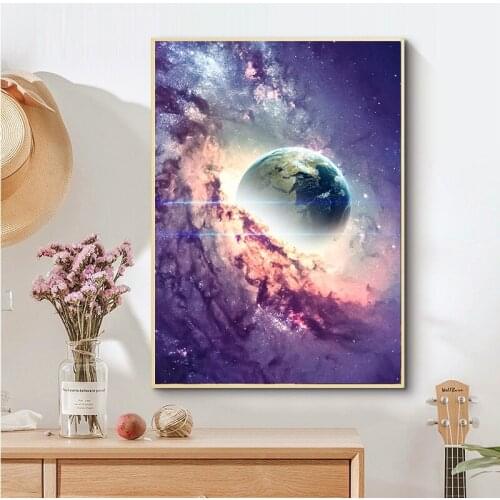 Canvas Painting nebula planet universe poster wall decorations living room abstract canvas wall pictures Art Bedside painting