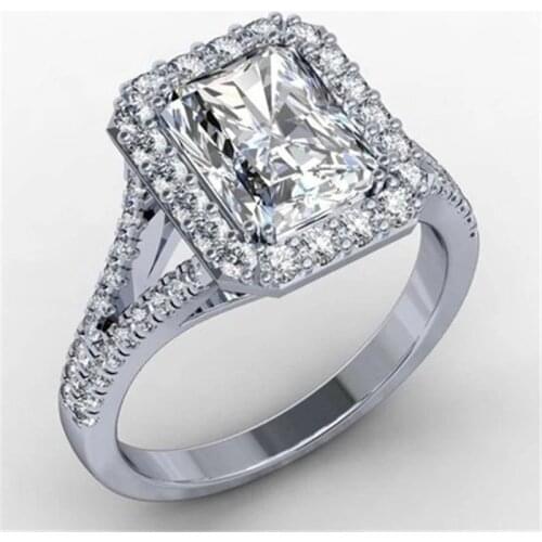 Luxury Women Rings Natural Crystal White Rhinestone Ring Bridal Wedding Engagement Band Valentine Day Birthday Gift