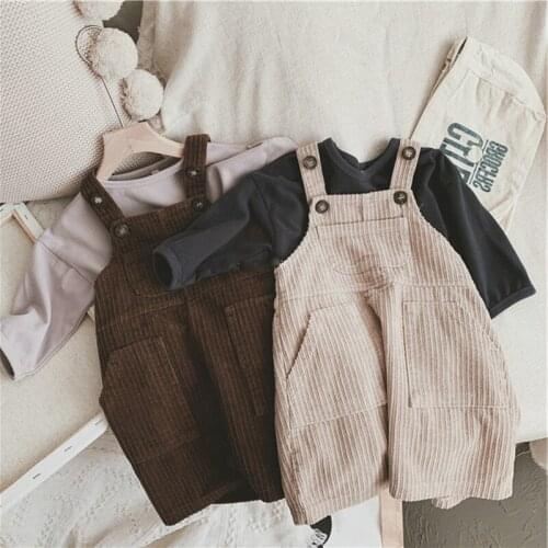 Girls' Suit Simple Stretch Bottoming Shirt Plus Corduroy Vest Skirt 20 Autumn Clothes Korean Japanese Style ChildrenS Clothing