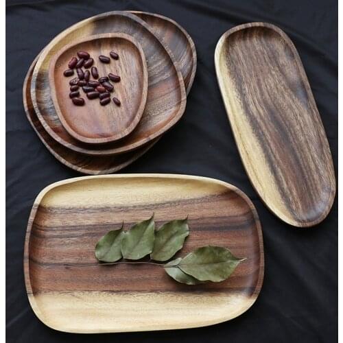 Solid Wood Round Dinner plates Snack Fruit Dry Fruit Plate High-Quality Handmade Sushi Tea Tray Dessert Dinner Plate Tableware