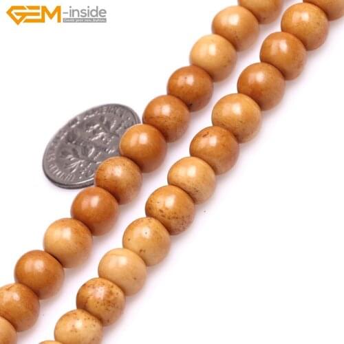 Gem-inside 8mm (hole 2mm) Yellow Black Round Bone Beads For Halloween Jewelry Making Decoration Strand 25" About 80 Pcs DIY
