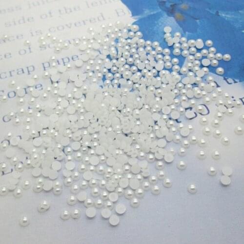 LF 300-10000Pcs White Haft Round Pearl Cabochon Decoration Craft Flatback Embellishments For Scrapbooking Diy Accessories