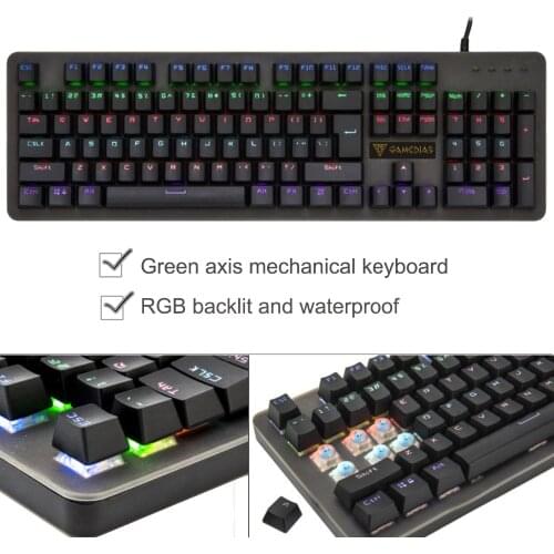 Vococal USB Wired LED Backlit Waterproof 104 Key Mechanical Gaming Gamer Keyboard for Computer PC Overwatch Lol Dota Csgo