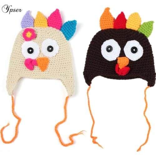 Turkey Cute Beanie Hat Animal Winter Cap Handmade Knitted Crochet Bonnet Toddler Newborn Earflap Thanksgiving Hat