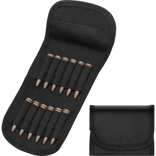 Hunting Rifle Bullet Cartridge Carrier Padded Holder Tactical 12 Shells Folding Ammo Bag Wallet Belt Bag