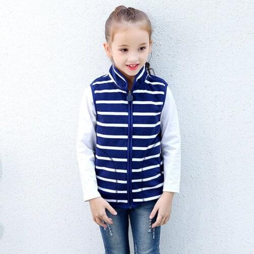 Autumn&Winter Kids Vest Waistcoats Fleece Boys Girls Vests Stripe Colors Childrens Waistcoats Kids Sleeveless Jacket Outerwear