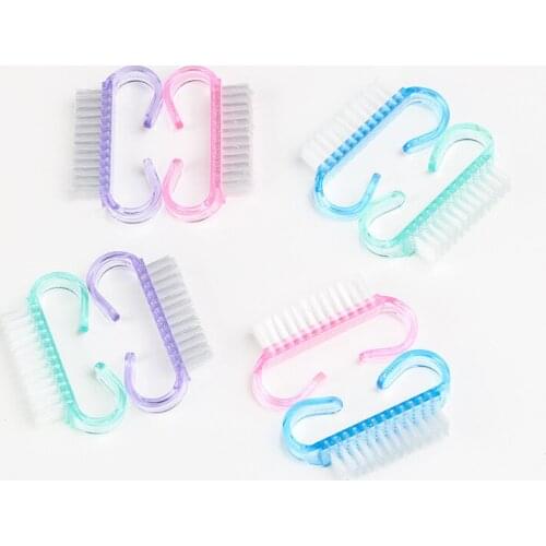 Nail art plastic cleaning brush finger nail care dust cleaning handle scrub brush tool pedicure