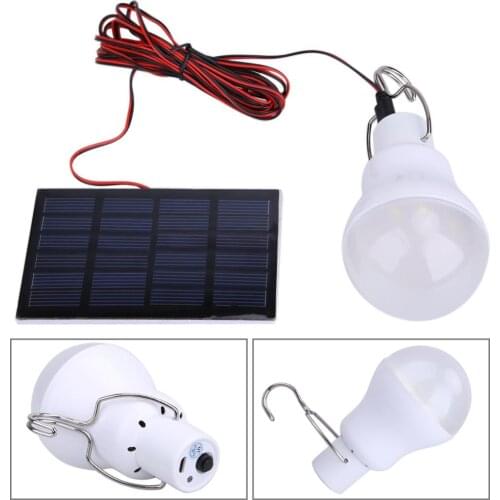 Solar Powered Light Bulb Solar Lamp Hanging Outdoor Lighting Camp Tent Fishing Panel Lamp Portable Lanterns 0.8W/5V 130 Lumens