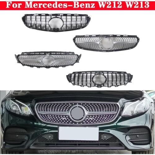 Car styling Middle grille for Mercedes-Benz E-Class W212 W213 ABS plastic Silver Black front bumper grill Auto Center Grille