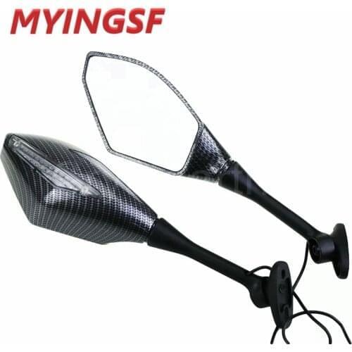 MOTORCYCLE LED TURN SIGNAL MIRRORS For KAWASAKI NINJA 6R 9R 650R 250R 636 YAMAHA YZF R1 R6 R6S/ SUZUKI GSXR 600 750 1000 KATANA