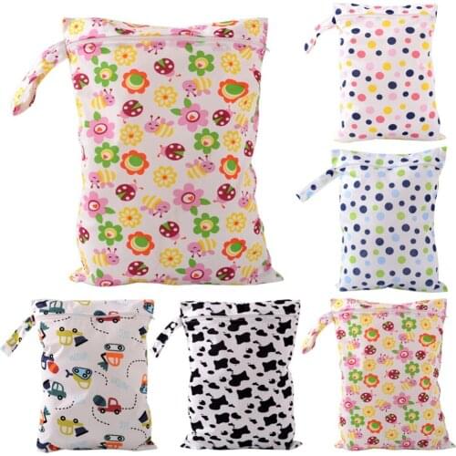 Diaper bag Waterproof Baby Diaper Bags Reusable Washable Zipper Baby Cloth Diaper Wet Dry Bag Tote for Baby Nappy Storage