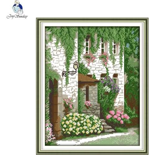 Joy Sunday Front Door Scenery Counted Cross Stitch DMC 11CT 14CT Cross-Stitch Handmade Embroidery Home Decor Factory Wholesale