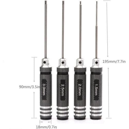 Top Quality Titanium Nitride TiNi Hex Driver Wrench Screwdriver 4 Piece Set 1.5mm/2mm/2.5mm/3.0mm For RC Helicopter