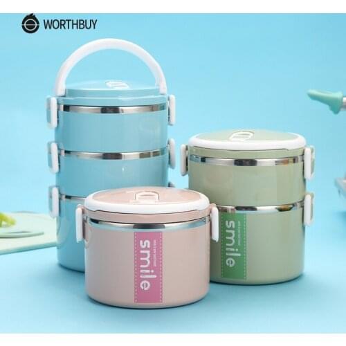 WORTHBUY Stainless Steel Thermal Lunch Box With Microwave Container Japanese Bento Lunch Box For Kids Fruits Food Containers