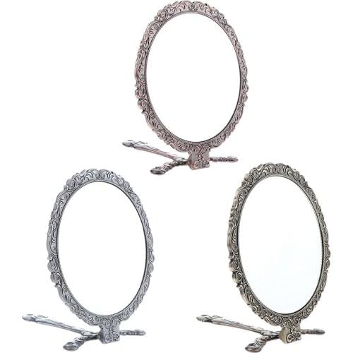 Vintage Style Makeup Mirror Antique Design Mirror Foldable Handle Shaving Mirrors Cosmetics Tools for Home Bathroom