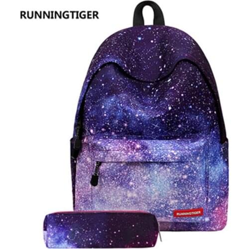 Female Backpack Large Student Schoolbag Girls Printed Starry School Bags and Pen Cases Colored Girls Laptop Schoolbags backpack