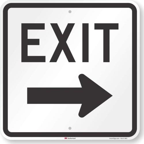 "Exit" Sign with Right Arrow | 8" x 8" 3M Engineer Grade Reflective Aluminum