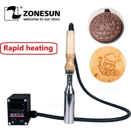 ZONESUN Leather Craft Wood Cake Bread Paper Logo Stamp Branding Stamping Machine Handheld Bronzing Tool Hot Press Machine