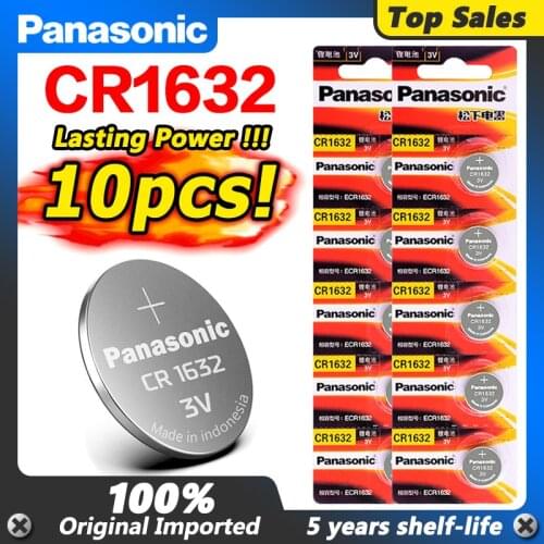 10pcs Panasonic Lithium Battery Button Coin Cell CR1632 DL1632 for watch remote control car keys ECR1632 LM1632 lithium battery