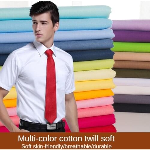 Pure Cotton Fabric 100% Breathable Twill Cloth Shirt Clothes Sheet for Sewing Fabrics Solid Color White Black Red Summer Brocade