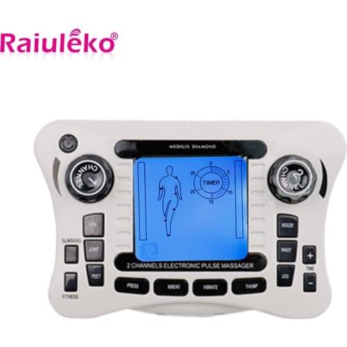 12 Modes Dual input EMS Electrical Stimulator Full Body Relax Muscle Massager Digital Pulse tens Acupuncture therapy+10 pads