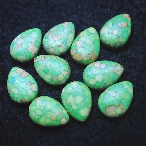 20PCS Nature Green Turquoise Stone Cabochons No Hole Teardrop Shape 13X18MM For Women Pendants Making Free Shipping