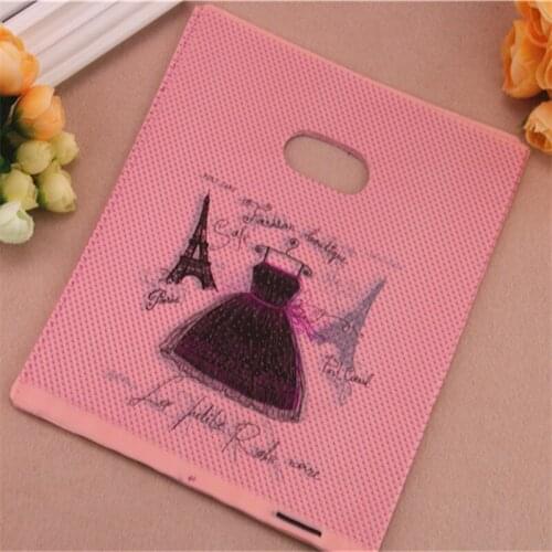 2016 New Design Wholesale 100pcs/lot 20*25cm Fashion Luxury European Plastic Shopping Bags With Eiffel Tower Clothing Packaging