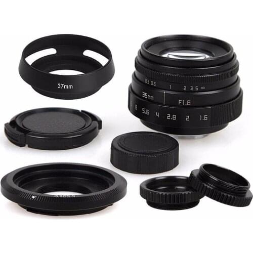 35mm F1.6 CCTV Lens C Mount Camera Lens +Lens Hood kit For Canon EOS M M1 M2 M3 M5 M6 M10 EF-M Mirrorless Camera