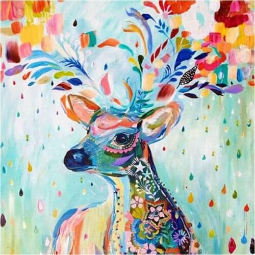 5D Diy Diamond Painting Cross Stitch Kits Full Diamond Embroidery Colorful deer Needlework Diamond Mosaic Home Decor GLYP-240