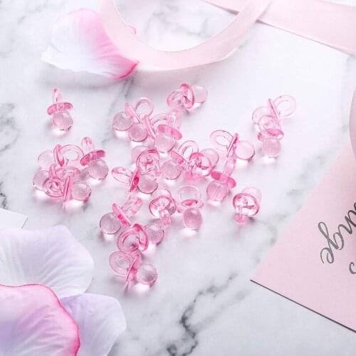 50pcs Acrylic Pacifier Baby Shower Gender Reveal first 1st birthday party Table Confetti Scatter candy box decoration Favor