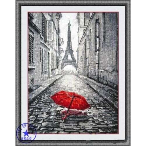 Free Shipping Top Quality Beautiful Nostalgic Counted Cross Stitch Kit Eiffel Tower France Paris