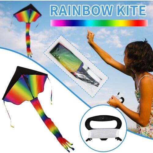 Large Rainbow Kite Easy To Fly Huge Kites For Adults Kids With 328 Ft High Quality Nylon Kite String Outdoor Toys cerf volant