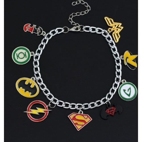 Super hero Shaped Charms Bracelets for Woman Link Chain Bangles Bracelets Movie Jewelry Gift