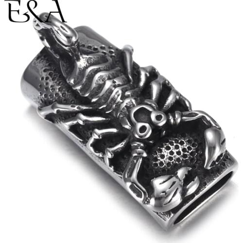 Stainless Steel Slider Beads Scorpion 12*6mm Hole Slide Charms for Men Leather Bracelet Punk Jewelry Making DIY Supplies