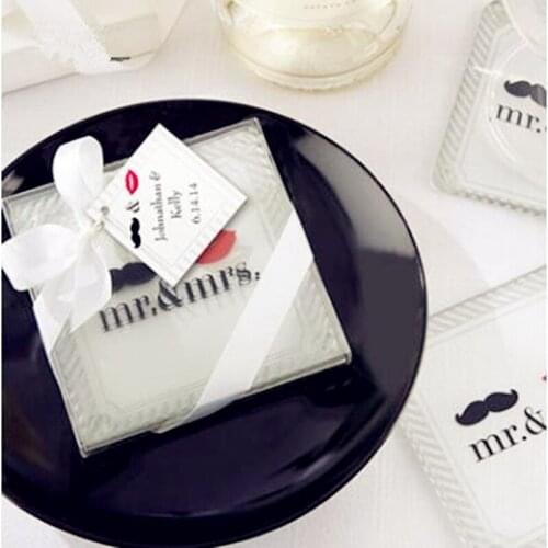 CFen As Glass Coaster Tea Cup Mat Pad Wedding Coasters Gifts Favors 2pcs