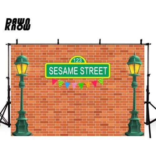 DAWNKNOW Sesame Street Photography Background Wedding Photocall Brick Wall Photographic Backdrop Photo Studio Children lv2633
