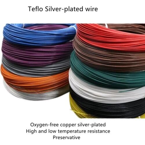 FF46-2 FEP PFEP PTFE Teflo Silver-Plated Copper Stranded Cable HighTemperature Electronic Wire 11 14 16 18 20 22 24 26 28 30AWG