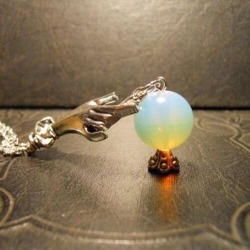 Crystal Ball In Hand Necklace,Wicca,Witch,Pagan,Witches Ball,Gypsy,Steampunk Spells,Magic,Fortune Teller,Psychic,Reading,Scrying