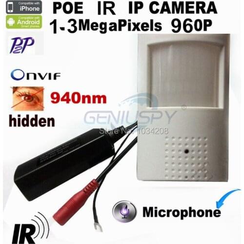 1.3MP 960P Poe Ip Camera Poe 940Nm Infrared Ip CamIR POE PIR Style Motion Detector ONVIF P2P IR CUT Night Vision Plug and Play