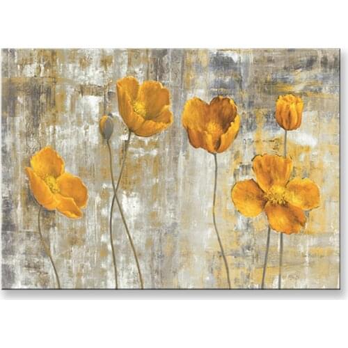 Home decorations 2021 yellow flowers picture for wall Pure handmade acrylic abstract oil painting poster for living room bedroom