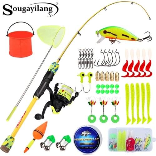 Sougayilang 1.5m Fishing Rod Reel Combos Protable 6 Sections and 5.2:1 Gear Ratio Saltwater Freshwater Travel Pole Set